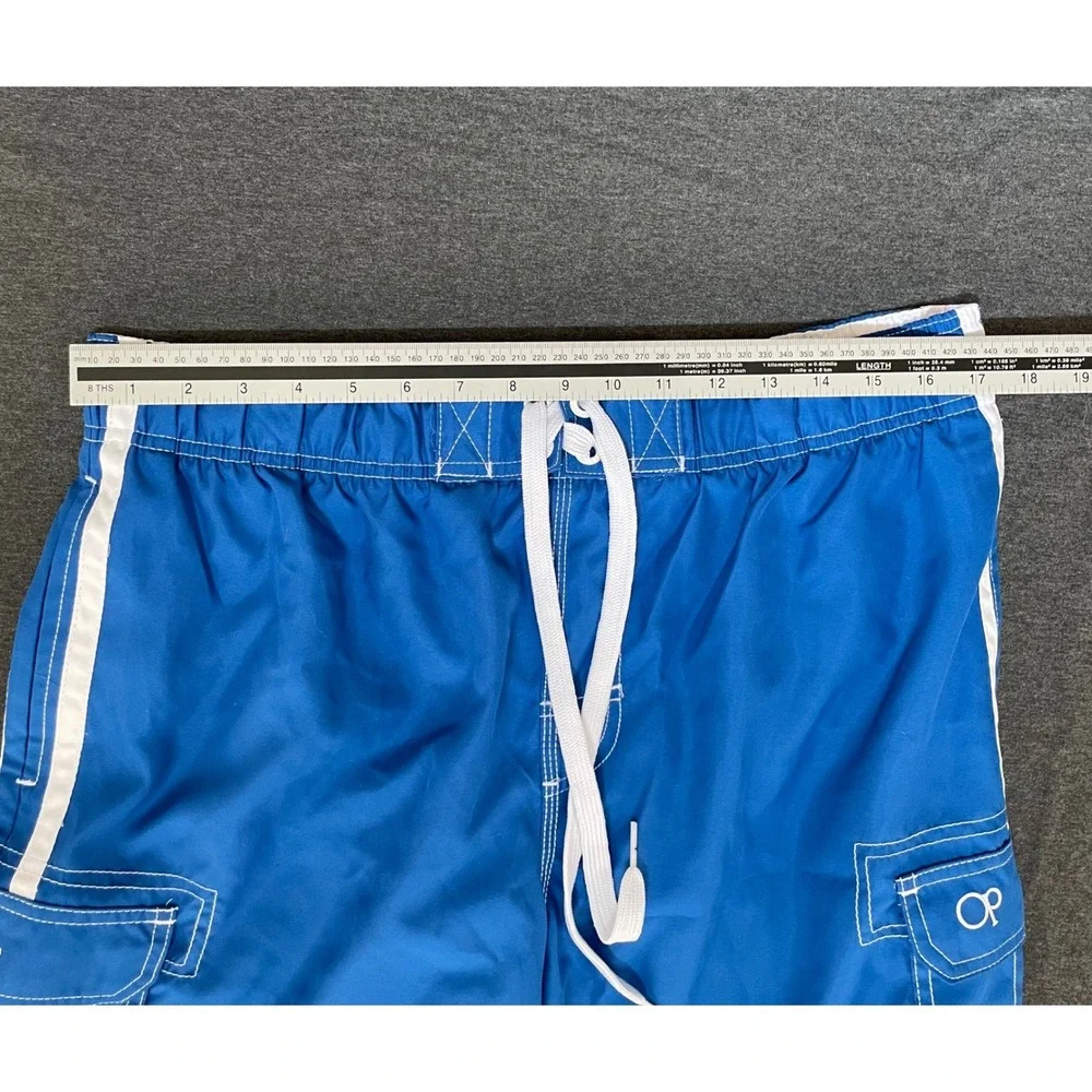 Ocean Pacific Mens Ultra Blue‎ Cargo Swim Trunks Board Shorts L 36-38 OM15105Y